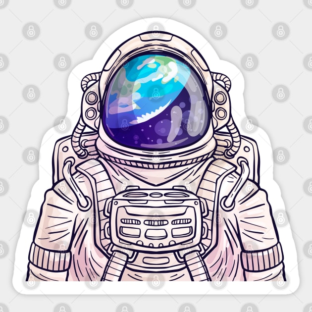 Astronaut Earth Reflex Sticker by Mako Design 